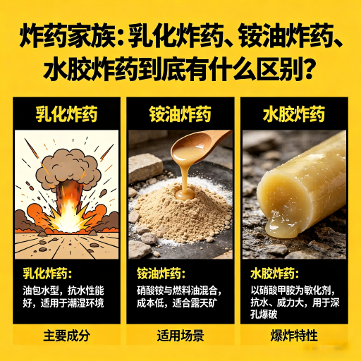 元谋炸药家族：乳化炸药、铵油炸药、水胶炸药到底有什么区别？